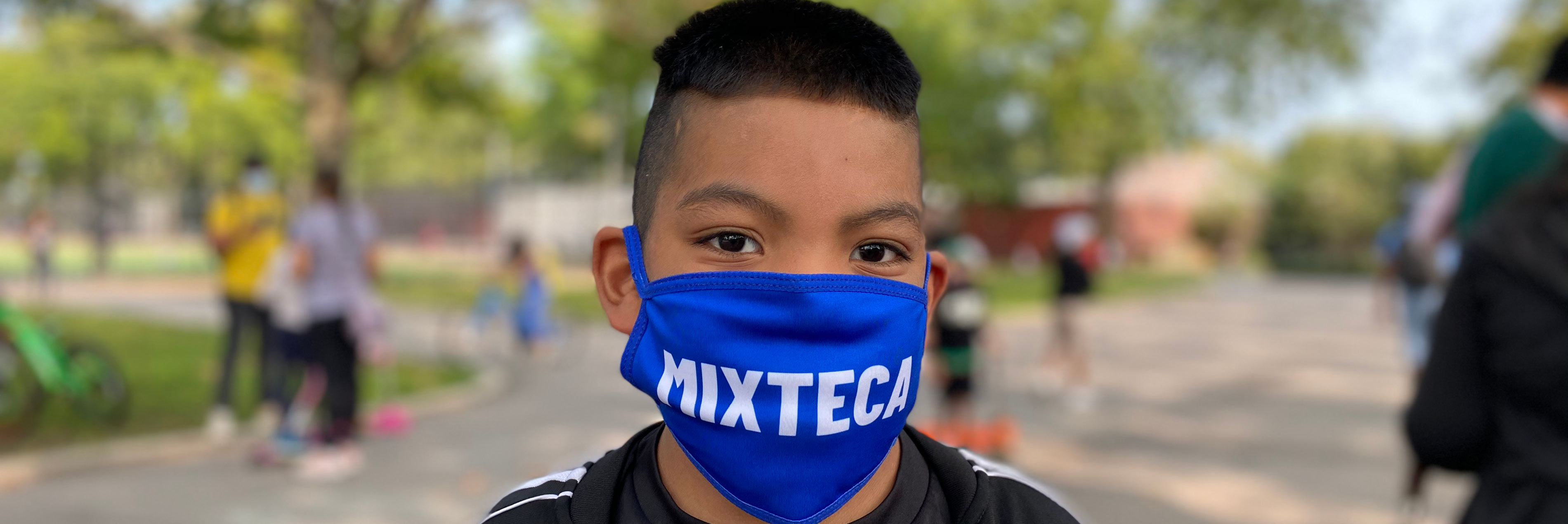 Boy with Mixteca facemask on