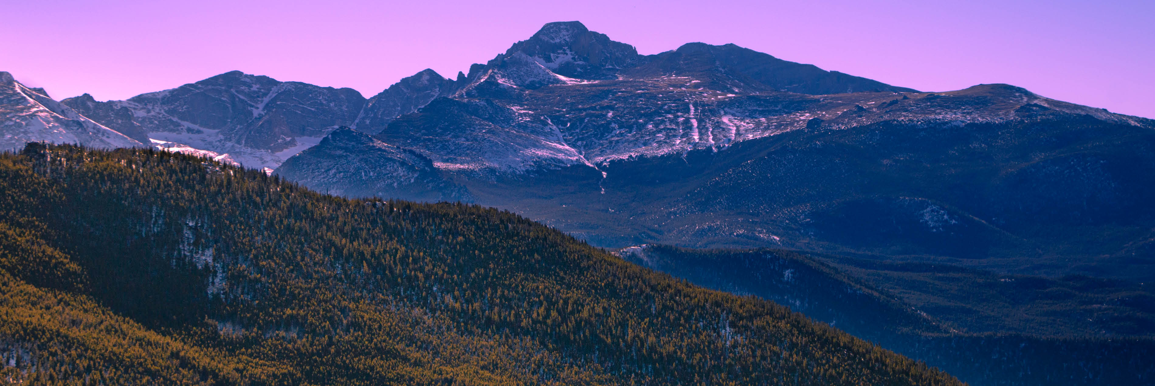 Mountains with a purple sky