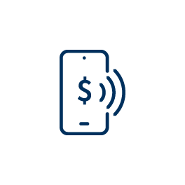 Mobile phone icon with dollar sign and contactless symbol