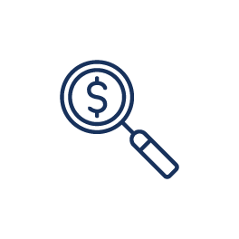 Dollar sign in magnifying glass icon
