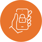 Hand holding mobile phone with lock icon