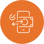 mobile phone with dollar bill and arrows icon