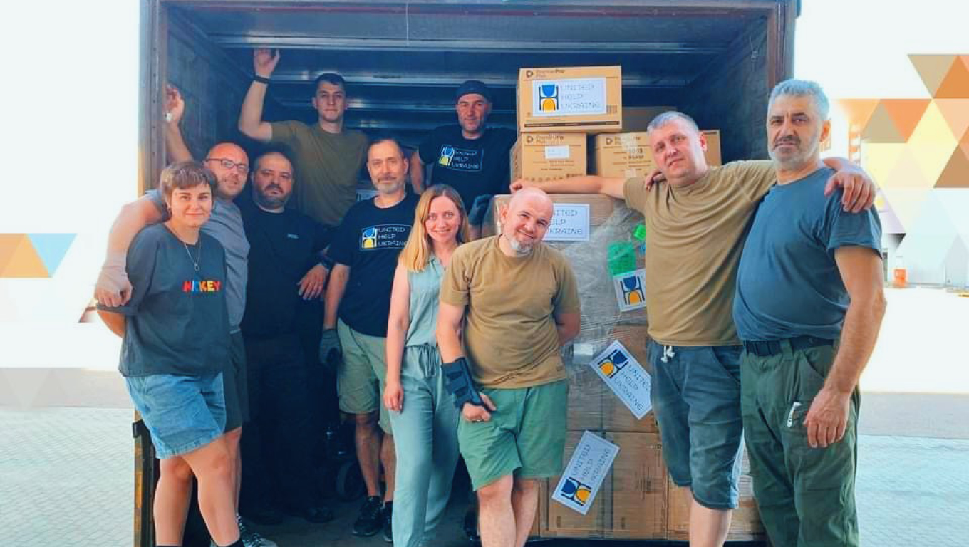 United Help Ukraine members in back of truck