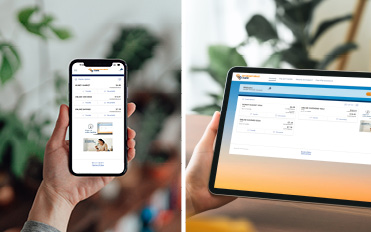 Amalgamated Online Banking screen on mobile phone and tablet