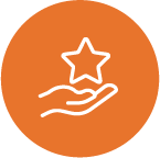 star in hand icon in an orange circle
