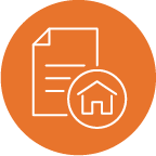Document with house in an orange circle icon