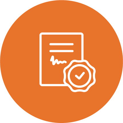 Document with checkmark orange icon