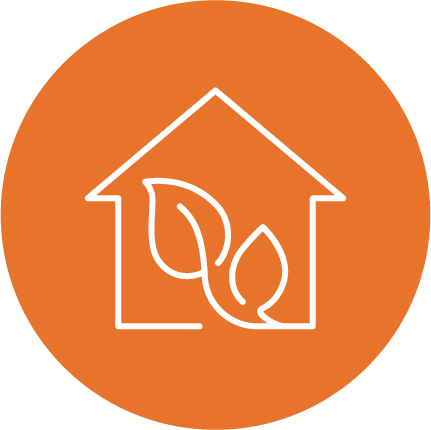 House with leaves orange icon